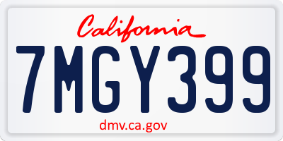 CA license plate 7MGY399