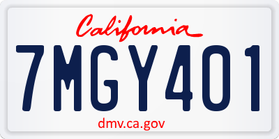 CA license plate 7MGY401