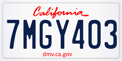 CA license plate 7MGY403