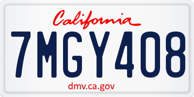 CA license plate 7MGY408