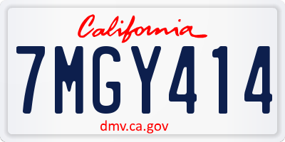 CA license plate 7MGY414
