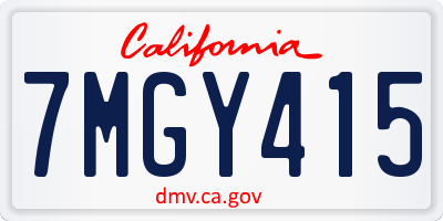 CA license plate 7MGY415