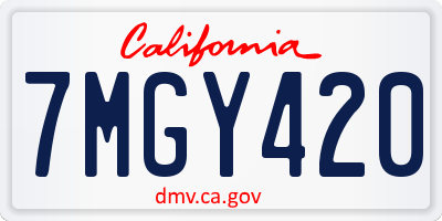 CA license plate 7MGY420