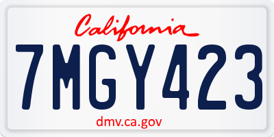 CA license plate 7MGY423