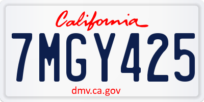 CA license plate 7MGY425