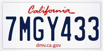 CA license plate 7MGY433