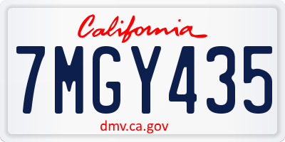 CA license plate 7MGY435