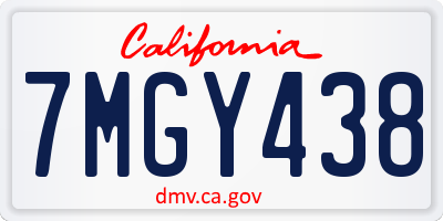 CA license plate 7MGY438