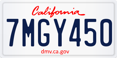 CA license plate 7MGY450