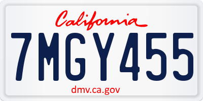 CA license plate 7MGY455