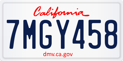 CA license plate 7MGY458