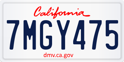 CA license plate 7MGY475