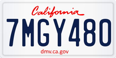 CA license plate 7MGY480
