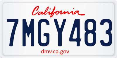 CA license plate 7MGY483