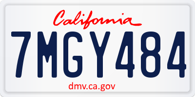 CA license plate 7MGY484