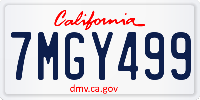 CA license plate 7MGY499