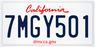 CA license plate 7MGY501