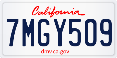 CA license plate 7MGY509