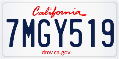CA license plate 7MGY519