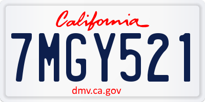 CA license plate 7MGY521