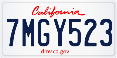 CA license plate 7MGY523