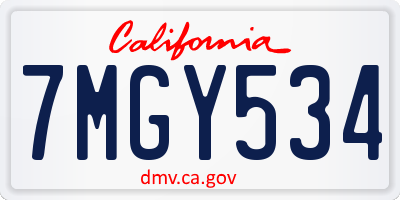 CA license plate 7MGY534