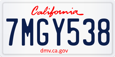 CA license plate 7MGY538