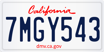 CA license plate 7MGY543