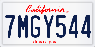 CA license plate 7MGY544