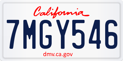 CA license plate 7MGY546