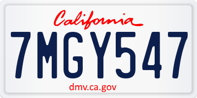 CA license plate 7MGY547