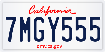 CA license plate 7MGY555