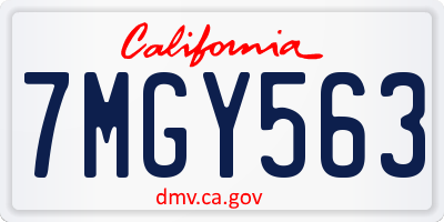 CA license plate 7MGY563