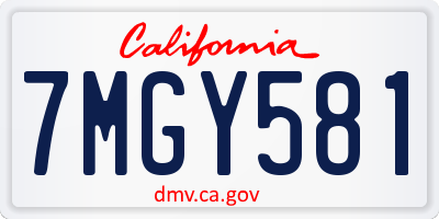CA license plate 7MGY581