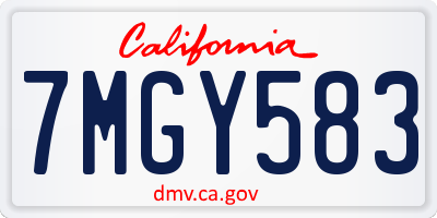 CA license plate 7MGY583