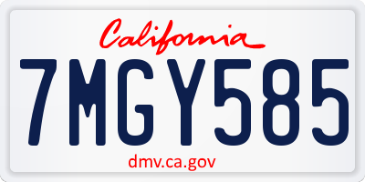 CA license plate 7MGY585