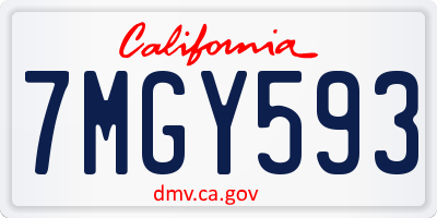 CA license plate 7MGY593