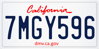 CA license plate 7MGY596