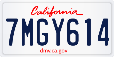 CA license plate 7MGY614