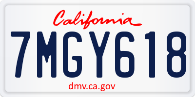CA license plate 7MGY618