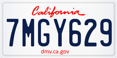 CA license plate 7MGY629