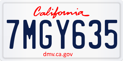 CA license plate 7MGY635