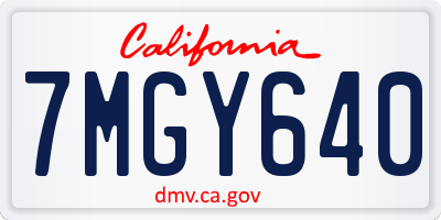 CA license plate 7MGY640