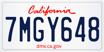 CA license plate 7MGY648