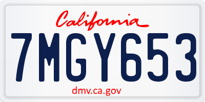 CA license plate 7MGY653