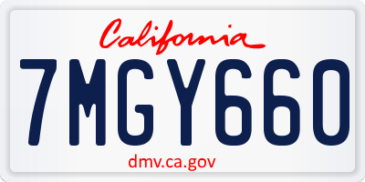 CA license plate 7MGY660