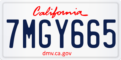 CA license plate 7MGY665