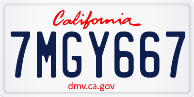 CA license plate 7MGY667