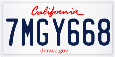 CA license plate 7MGY668