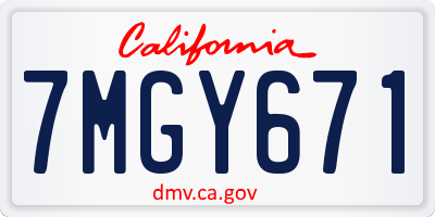 CA license plate 7MGY671